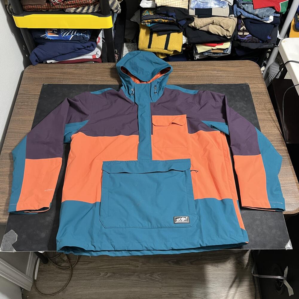 Eddie Bauer Jacket Mens XL Colorblock WeatherEdge Hooded Ski Anorak Waterproof